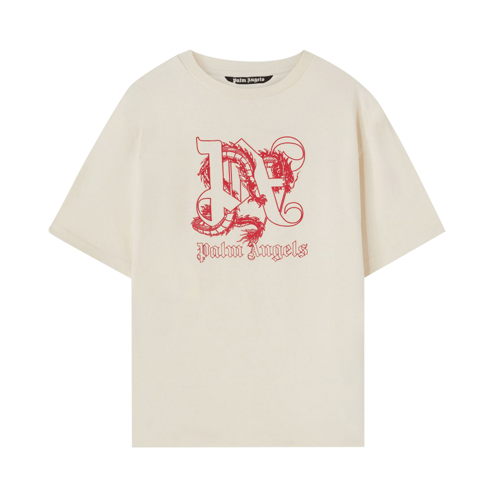 Palm Angels Dragon Lunar New Year Tee 'Beige/Red' - frontal