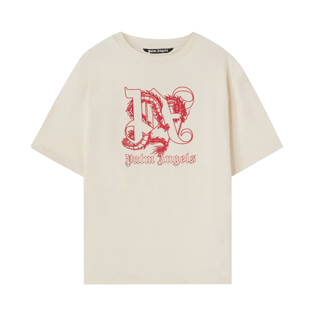Palm Angels Dragon Lunar New Year Tee 'Beige/Red' - frontal
