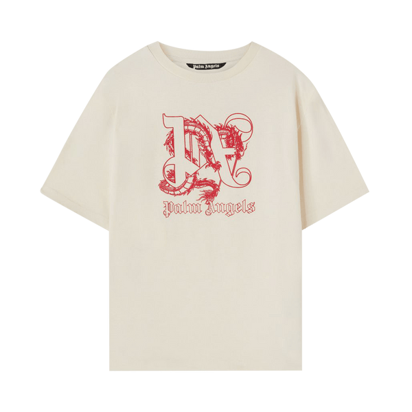 Palm Angels Dragon Lunar New Year Tee 'Beige/Red' - frontal