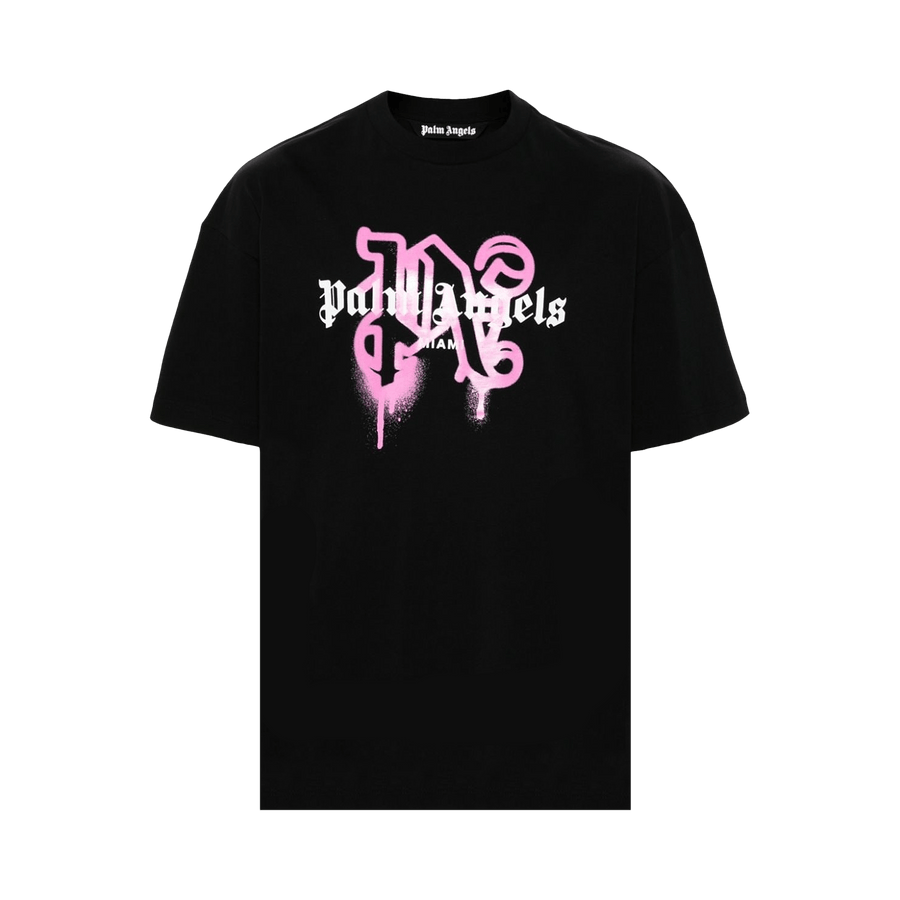 Palm Angels Miami Monogram Spray Print T-Shirt 'Black'