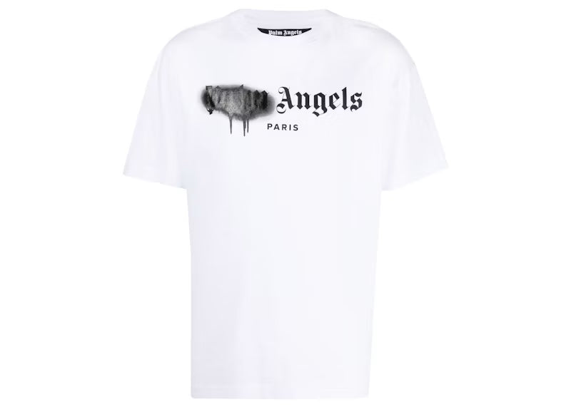 Palm Angels Paris Sprayed Logo T-shirt White - frontal