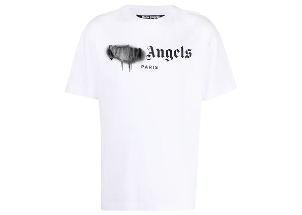 Palm Angels Paris Sprayed Logo T-shirt White - frontal