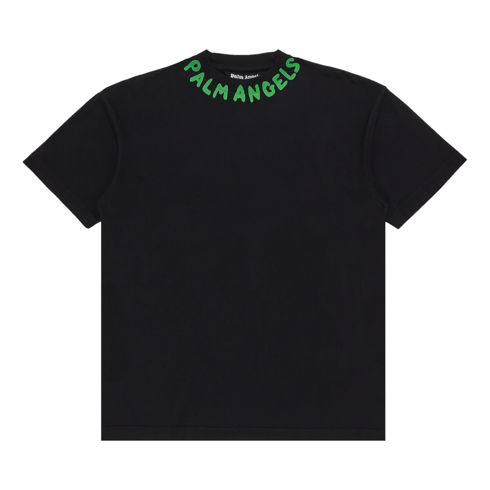Palm Angels Seasonal Logo Tee 'Black/Green Fluorescent' - frontal