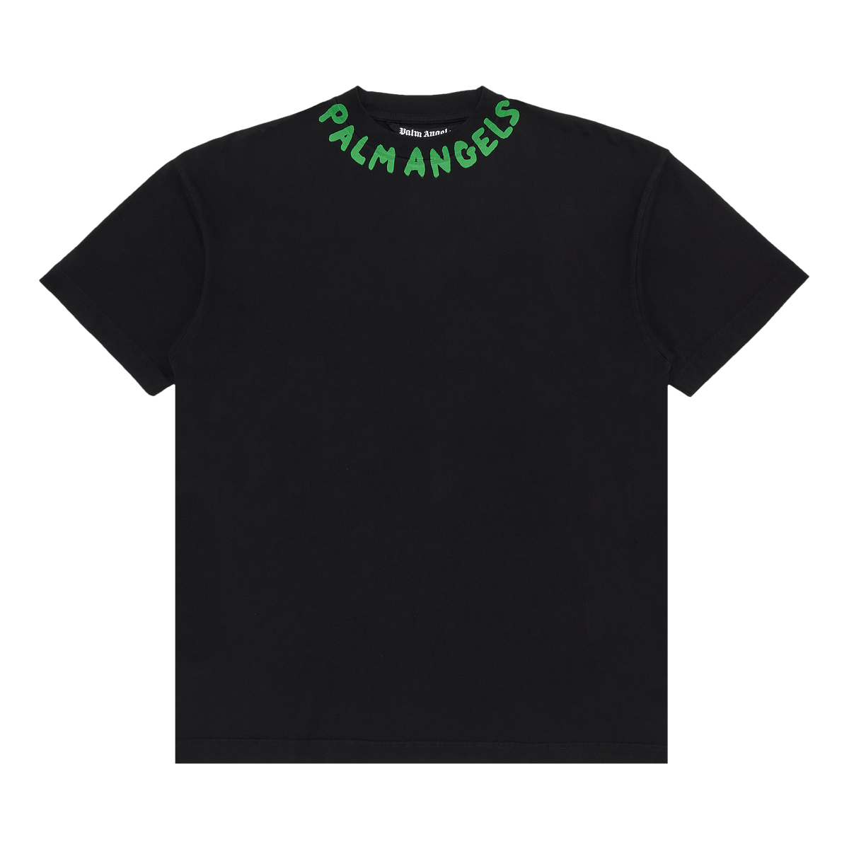 Palm Angels Seasonal Logo Tee 'Black/Green Fluorescent' - frontal
