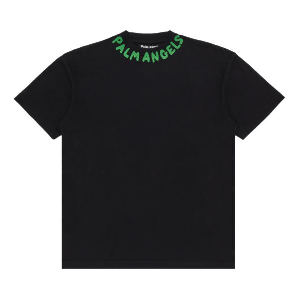 Palm Angels Seasonal Logo Tee 'Black/Green Fluorescent' - frontal