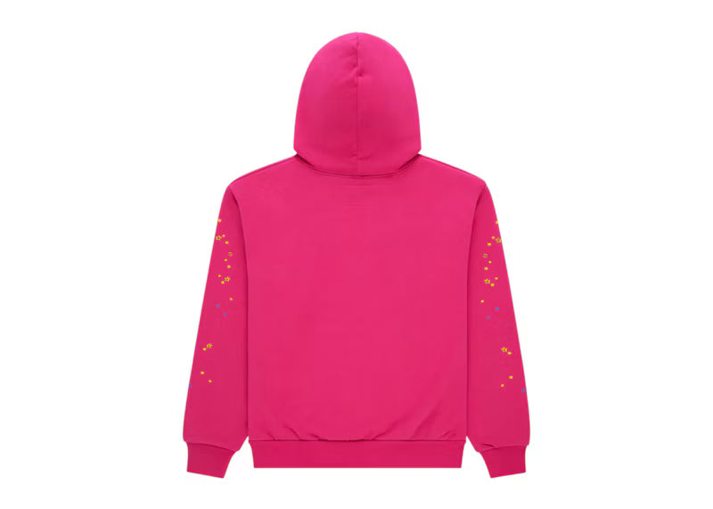 Sp5der Angel Number Hoodie Pink - posterior