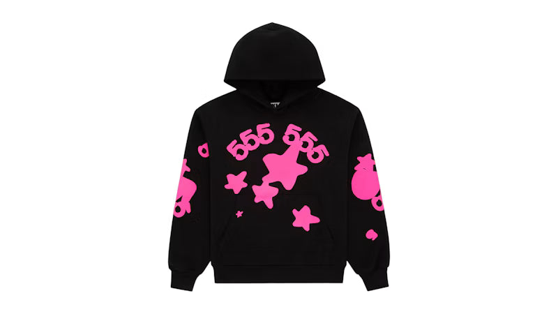 Sp5der Beluga Angel Number Hoodie Black - frontal