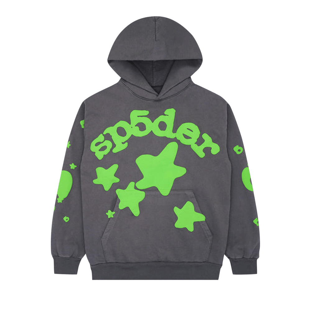 Sp5der Beluga Hoodie 'Slate Grey/Green' - frontal