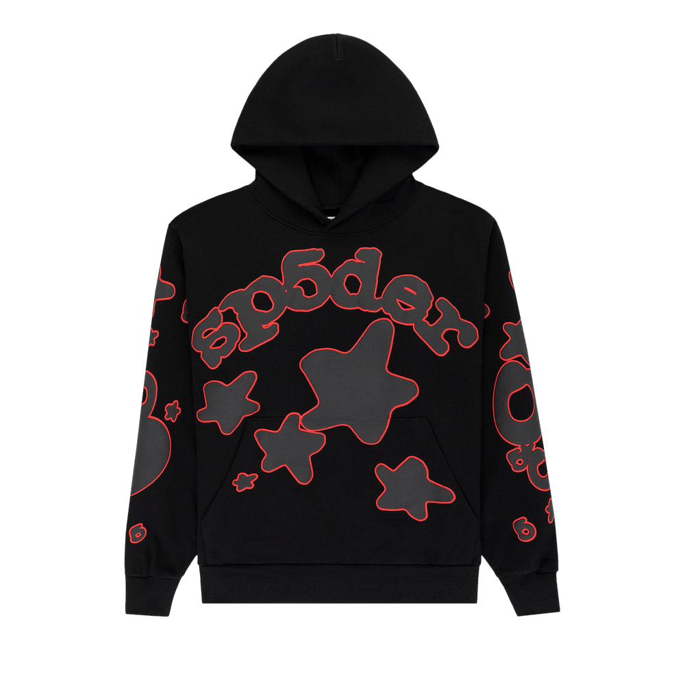 Sp5der Beluga Outline Hoodie 'Black' - frontal