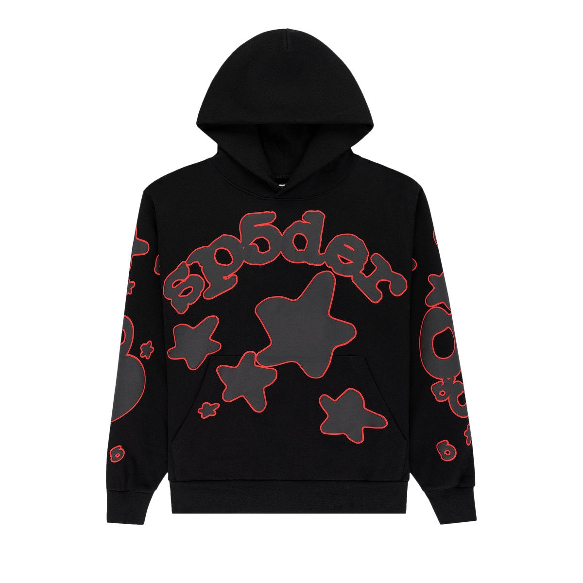 Sp5der Beluga Outline Hoodie 'Black' - frontal