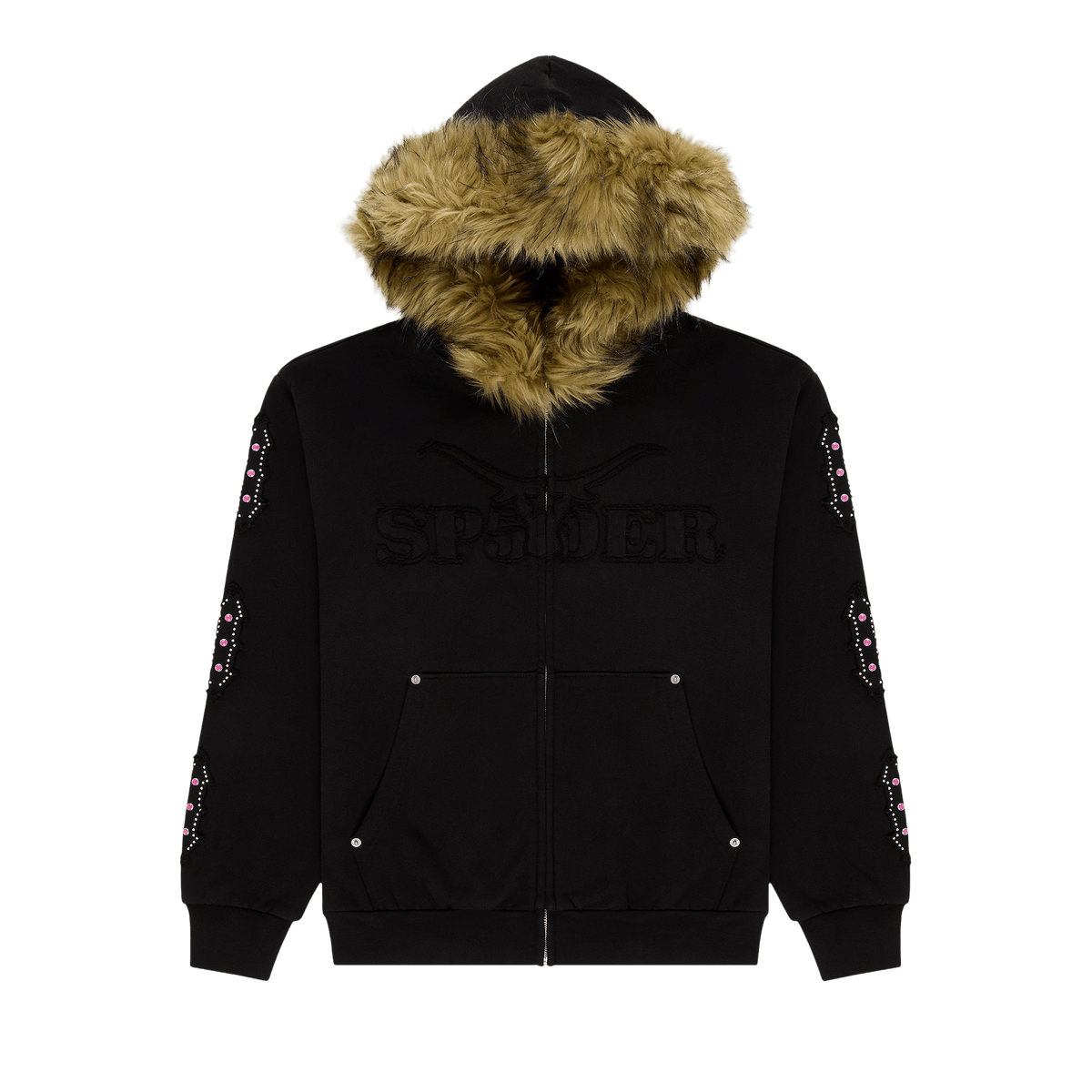 Sp5der Garibaldi Zip Up 'Black' - frontal