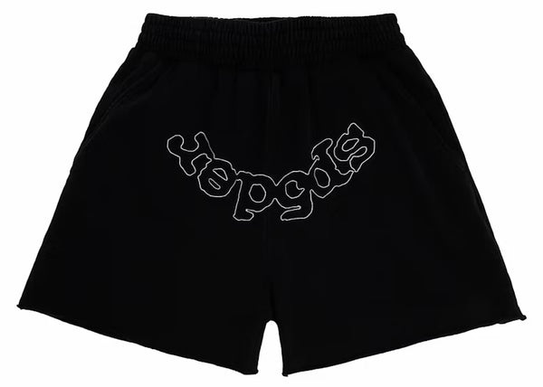 Sp5der OG Logo Embroidered Sweatshort Black - frontal