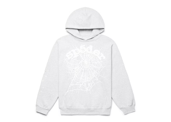 Sp5der OG Web Hoodie Heather Grey - frontal