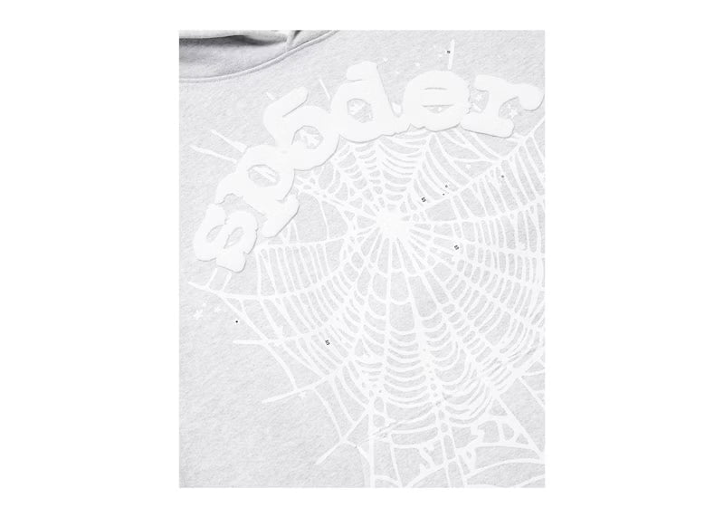 Sp5der OG Web Hoodie Heather Grey - posterior