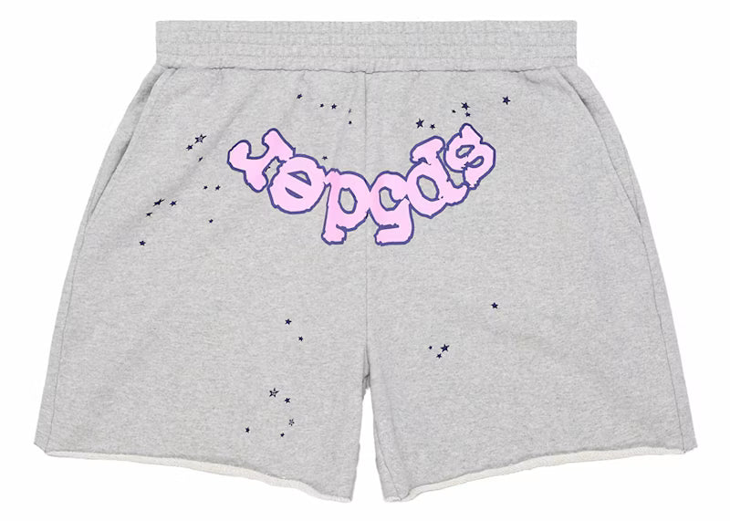 Sp5der OG Web Logo Sweat Short Heather Grey - frontal