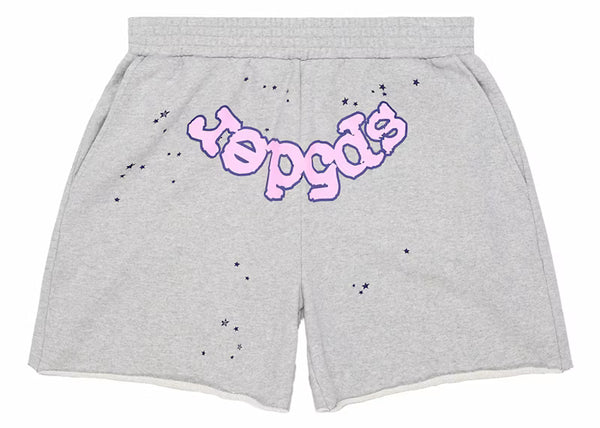 Sp5der OG Web Logo Sweat Short Heather Grey - frontal