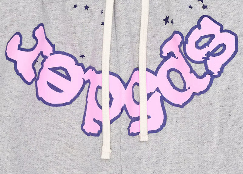 Sp5der OG Web Logo Sweat Short Heather Grey - posterior