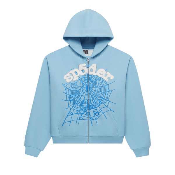 Sp5der OG Web Zip Up 'Sky Blue' - frontal