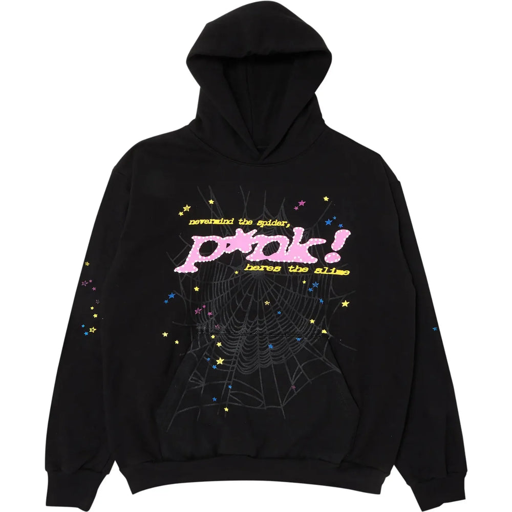 Sp5der P*nk Hoodie 'Black' - frontal
