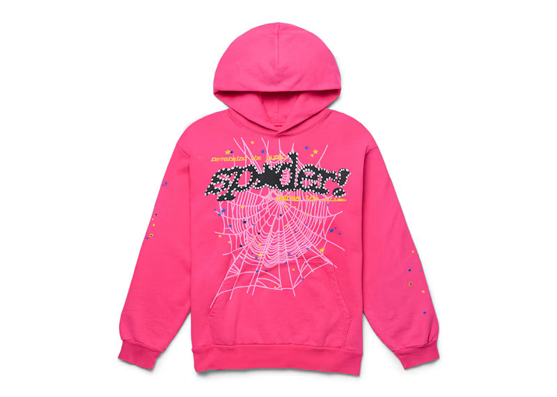 Sp5der P*NK V2 Hoodie Pink - frontal
