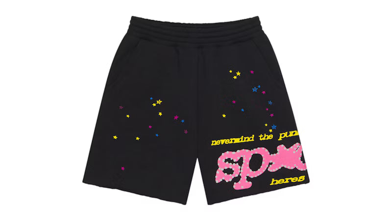 Sp5der Punk V2 Sweatshort Black - frontal