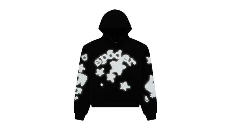 Sp5der Reflective Beluga Hoodie Black - posterior