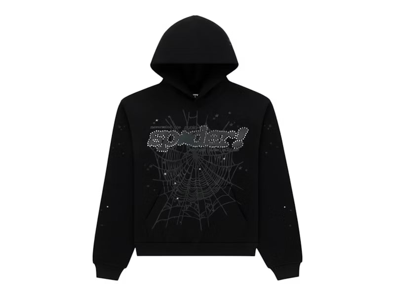 Sp5der Rhinestone Punk V2 Hoodie Black