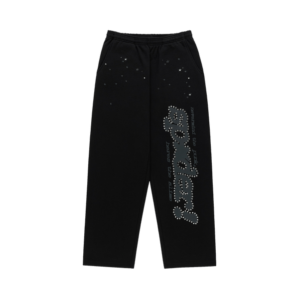Sp5der Rhinestone Punk V2 Sweatpant 'Black' - frontal