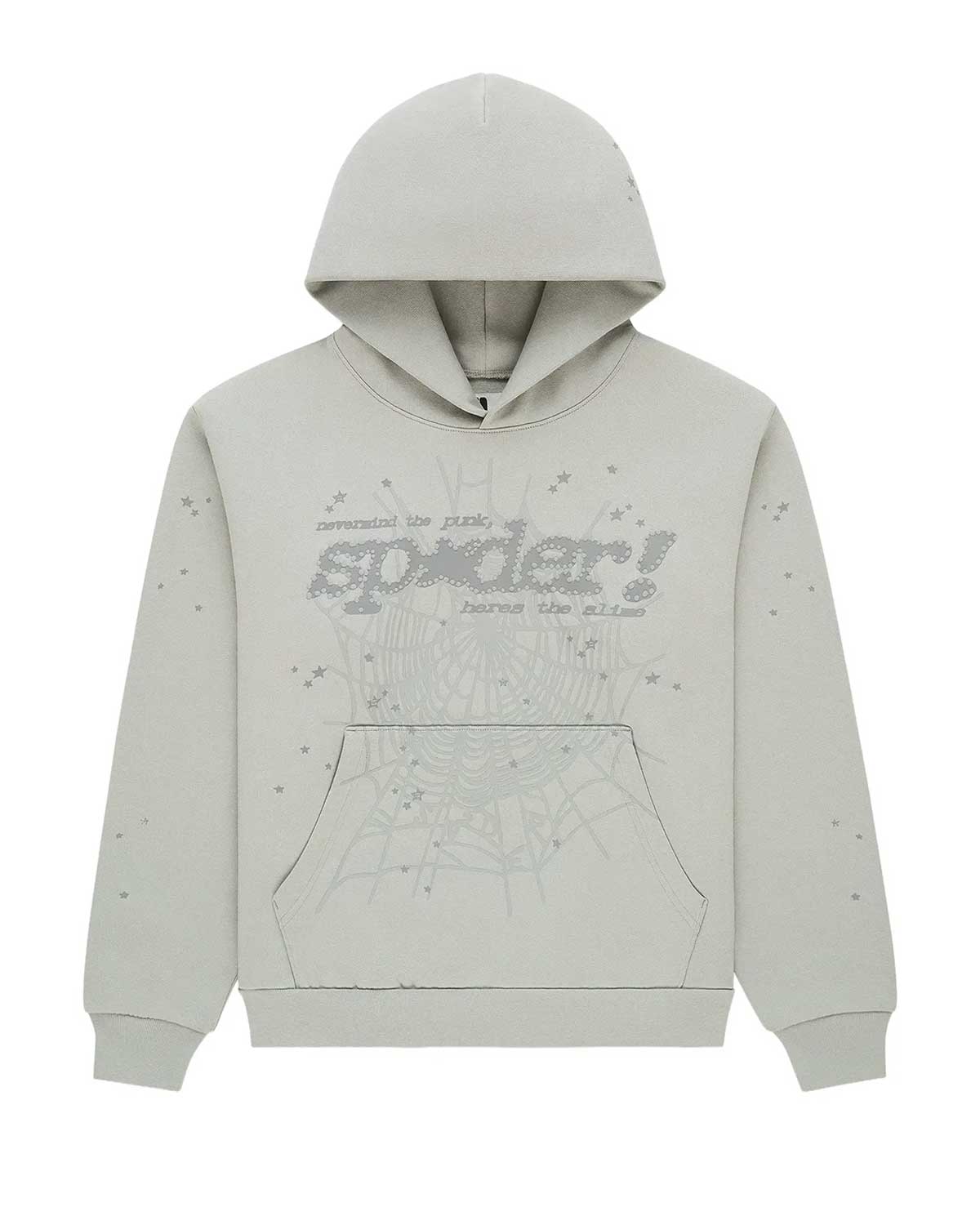 Sp5der Tonal P*nk V2 Hoodie Sport Grey - frontal