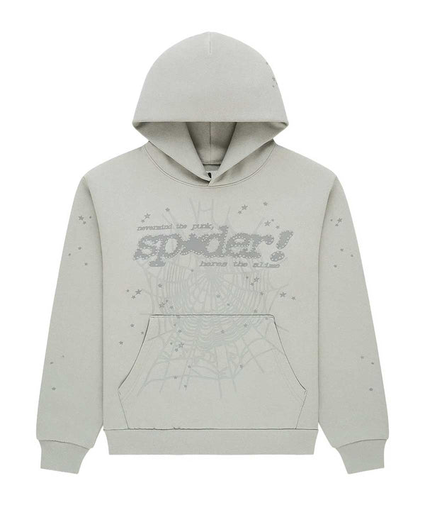 Sp5der Tonal P*nk V2 Hoodie Sport Grey - frontal