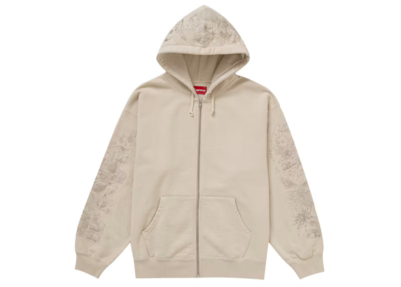 Supreme AOI Zip Up Hooded Sweatshirt Natural - frontal