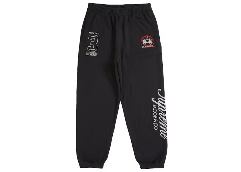 Supreme La Martina Sweatpant Black - frontal