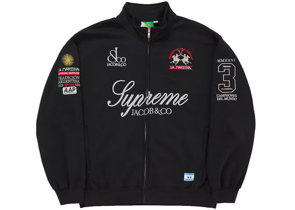 Supreme La Martina Zip Up Sweatshirt Black - frontal
