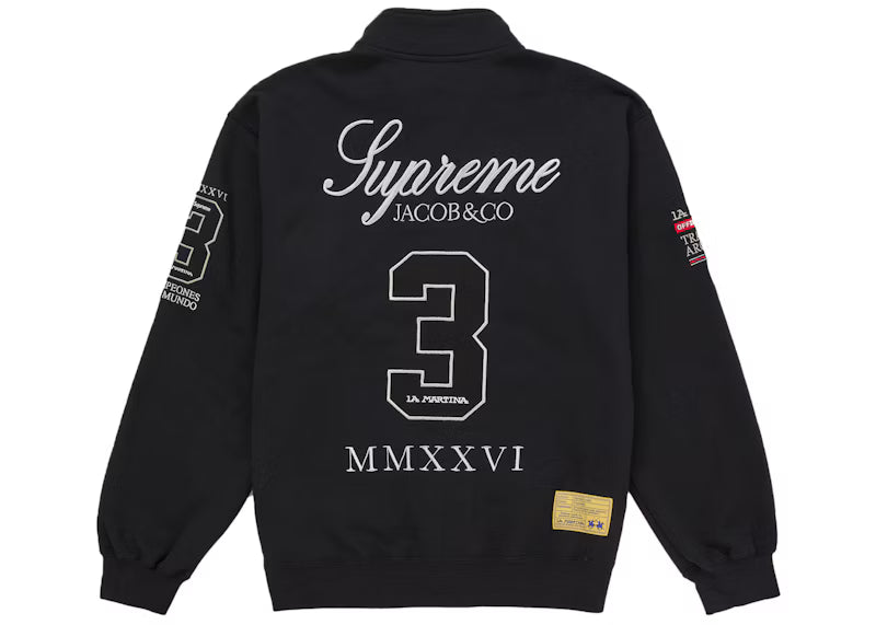 Supreme La Martina Zip Up Sweatshirt Black - posterior
