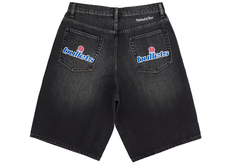 Supreme Mitchell & Ness Washington Bullets Baggy Denim Short Black - posterior
