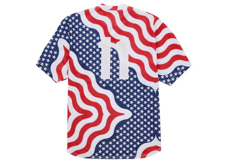 Supreme New York USA Shop S Logo Baseball Henley Flag - posterior