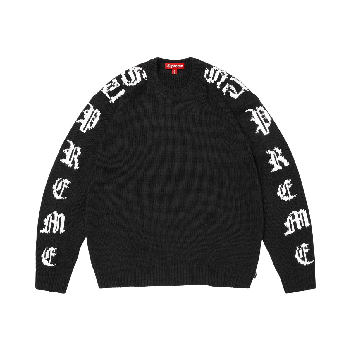 Supreme Old English Sleeves Sweater 'Black' - frontal