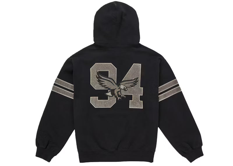 Supreme Rhinestone Eagle Hooded Sweatshirt Black - posterior