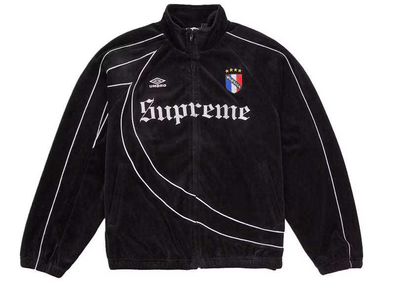 Supreme Umbro Velour Track Jacket Black - frontal