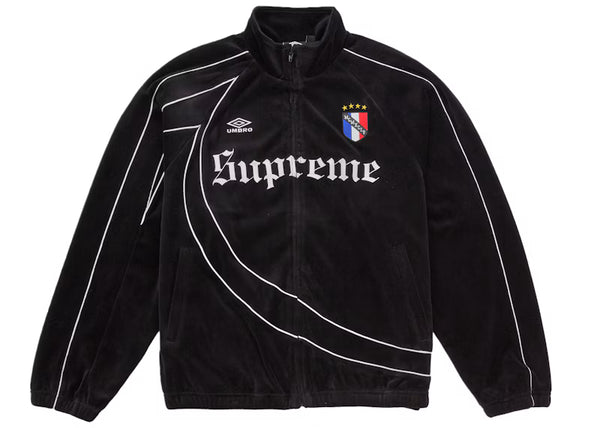 Supreme Umbro Velour Track Jacket Black - frontal