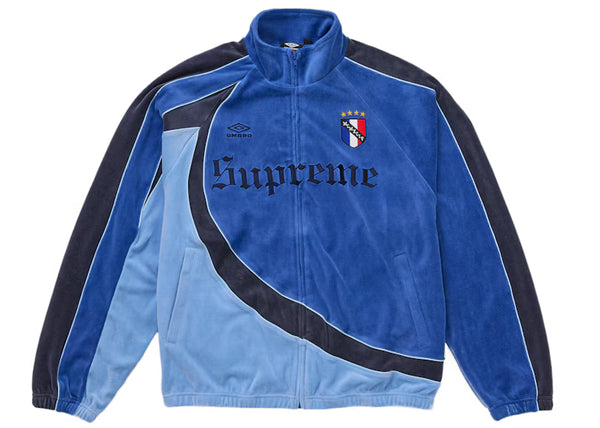 Supreme Umbro Velour Track Jacket Blue - frontal