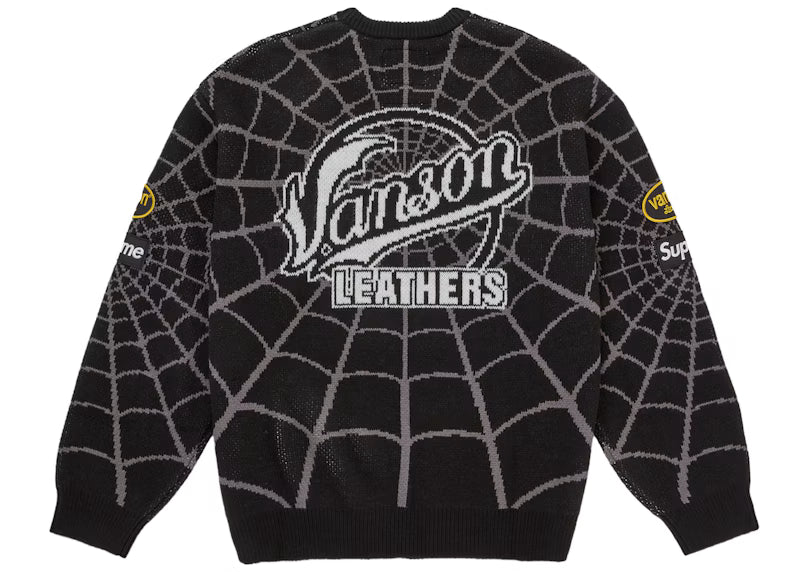 Supreme Vanson Leathers Spider-Man Sweater Black - posterior
