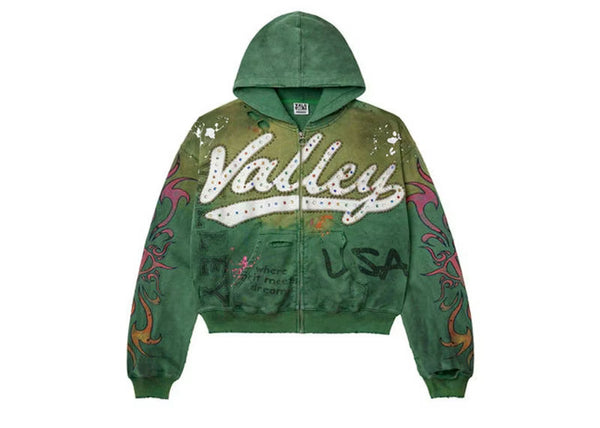 Vale Forever Inferno Zip Up Hoodie Green - frontal