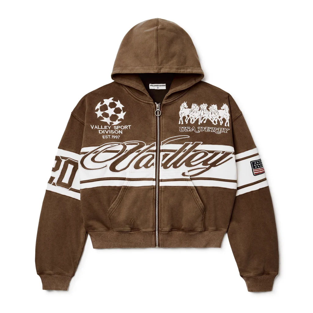 Vale Forever Valley Fest Zip Up Hoodie Brown - frontal