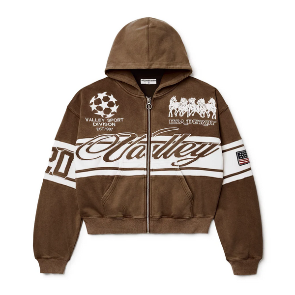 Vale Forever Valley Fest Zip Up Hoodie Brown - frontal